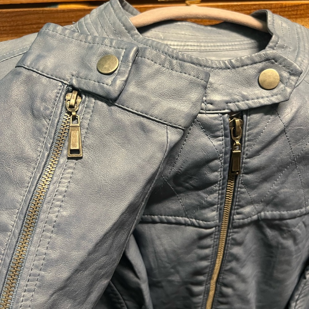 Avenue faux leather gray blue jacket size 22 NEW NWT